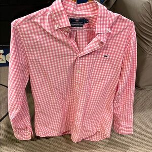 Vineyard Vines Men's Pink Checkered Shirt slim Fit M